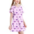thumbnail image 2 of Fatuov Girls Everyday Summer Dresses Crew Neck Comfortable Sleep Dress for Home Short Sleeve Floral Print Dress 3-12 Years, 2 of 5