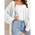 thumbnail image 5 of Cardigan Sweaters for Women Button-Down Long Sleeve Oversized Knit Outerwear White M, 5 of 6