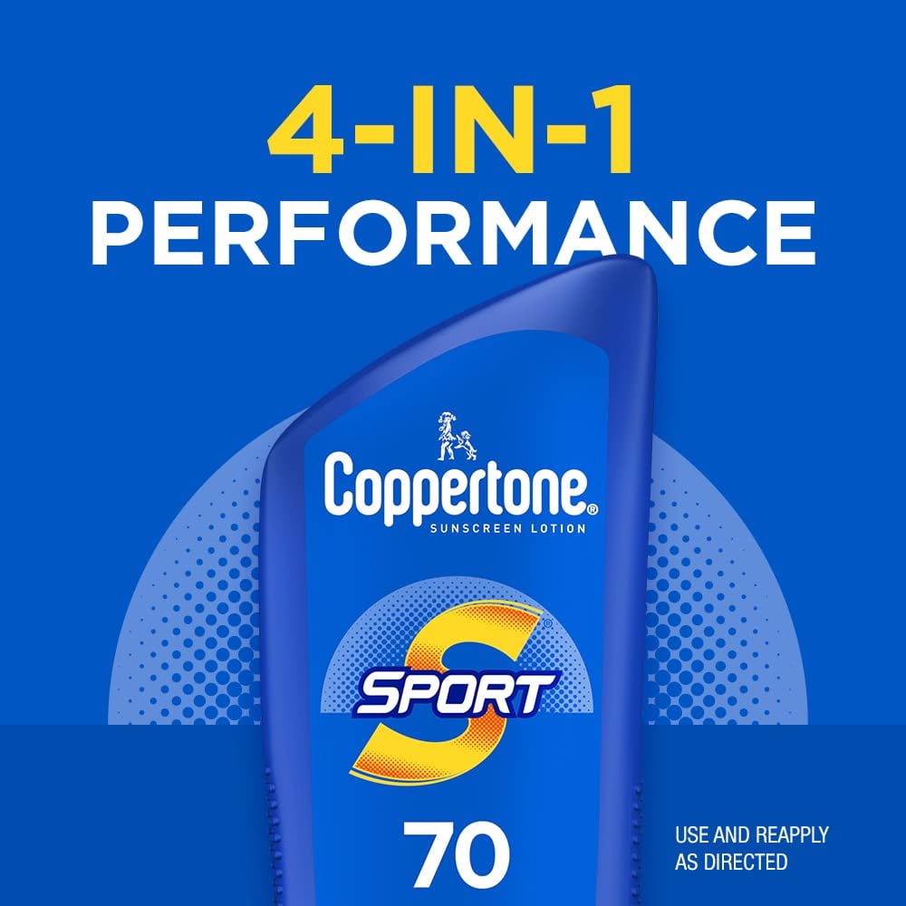 Coppertone Sport Sunscreen Lotion SPF 70 Broad Spectrum Water Resistant 7 fl oz (Pack of 2)