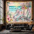 thumbnail image 6 of Pastel Roller Skates on Boardwalk with Seashells, Playful Coastal for Beach Lovers, Coastal Beach Scene Art, Housewarming Gift, Tapestry Wall Hanging for Bedroom and Living Room, 6 of 7