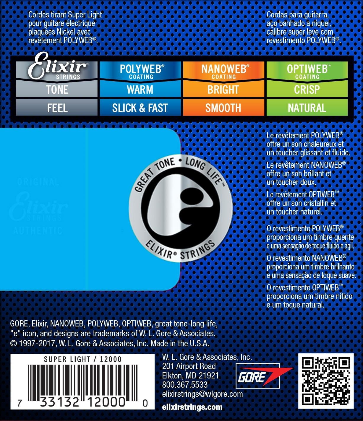 Elixir Polyweb Super Light Gauge Electric Strings