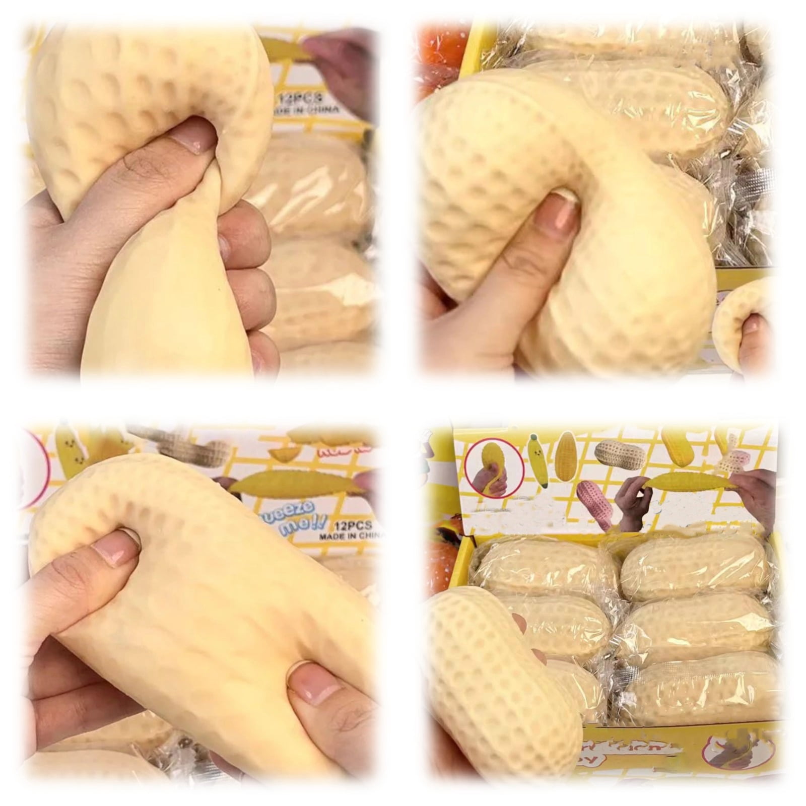 Peanut Stress Ball - Crunchy & Crispy Sensory Squeeze Ball with Buttery-Soft Feel, ASMR Fidget Tool for Adults Anxiety Relief