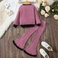 thumbnail image 5 of Jamsmile Toddler Girls Outfits Sets Autumn Ribbed Long Sleeve Tops With Flared Pants Two Piece Outfits Little Girls Playwear, 5 of 7