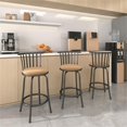 thumbnail image 1 of Homy Casa Set of 3 Vintage Industrial Barstool with Adjustable Height Faux Suede Seat, 1 of 9