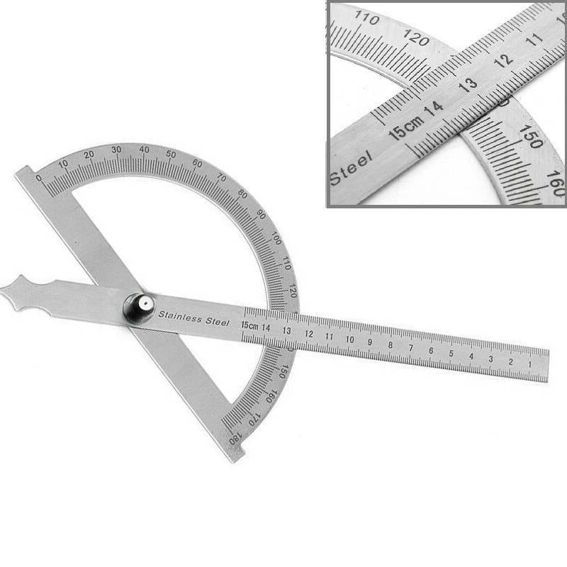 180 Degree Protractor Stainless Steel Rotary Angle Ruler Measuring Tool