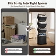 thumbnail image 2 of Laundry Hamper, Laundry Basket, 4 Tier Laundry Sorter, Metal Stackable Laundry Basket Organizer with Removable Basket and Removable Bags, 59"x12.6"x15.7" Clothes Organizer Basket, Black, 2 of 9