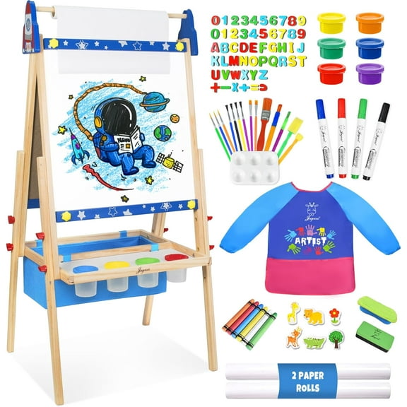 Joyooss Kids Adjustable Standing Art Easel with Magnetic Whiteboard & Chalkboard