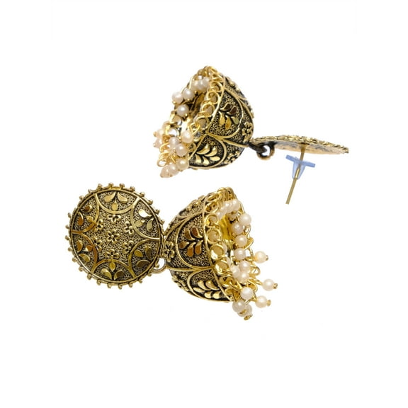 Crunchy Fashion Bollywood Jewellery Traditional Ethnic Bridal Bride Wedding Bridesmaid Oxidised Gold Indian Floral Flower Jhumka Jhumki Earrings Jewelry For Women