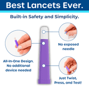 Pip Lancets, All-in-One Diabetes Safety Lancets, 30g x 1.6mm, 100 Count Box