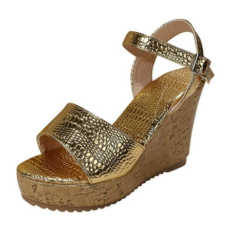 

ASEIDFNSA Women Sandal Women Heels Sandals Size 7 Fashion Spring Summer Women Sandals Thick Sole Wedge Heel High Heel Solid Open Toe Breathable Serpentine Ankle Strap Comfortble