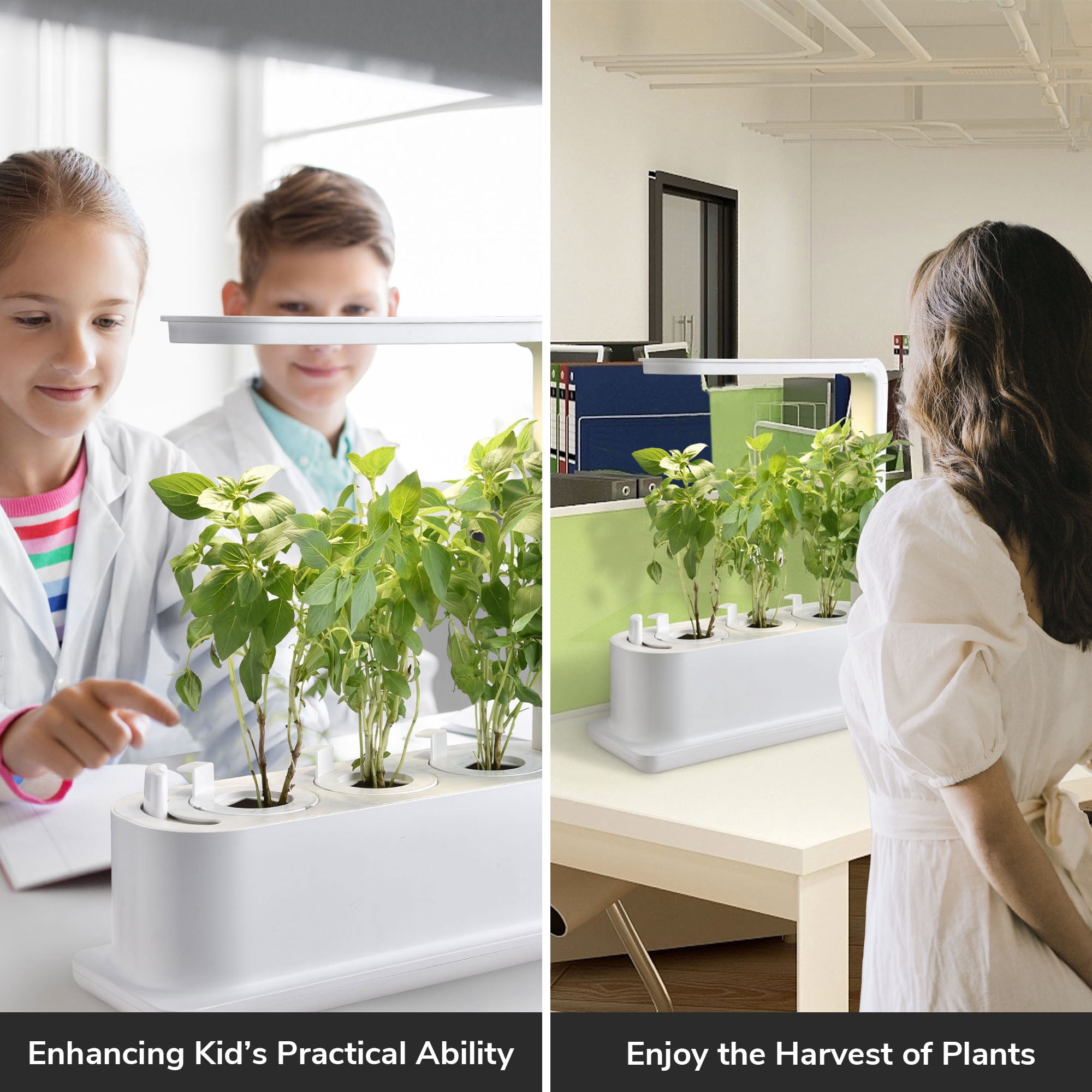 Yescom 3 Pots Hydroponic Growing System Plant Germination Kit with LED Light Indoor Herb Garden Home Kitchen