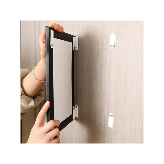 24PCS No Drill Picture Hanging Clips Double Sided Adhesive Removable Wall Hooks Nylon Tape Suitable For Picture Frames And Artwork No Trace Adhesive Wa