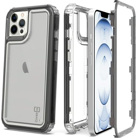 CoverON for Apple iPhone 13 Pro Max Phone Case, Military Grade Heavy Duty Full Body 3-Layer Shockproof Clear Cover, Black