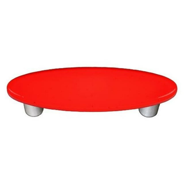 Transparent Orange Oval Glass Cabinet Pull - Aluminum Post