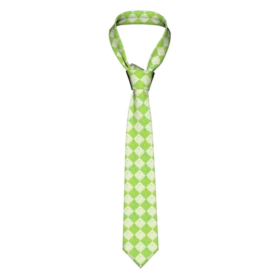 XMXY Green Leaf Lattice Pattern Mens Necktie Ties , Abstract Grid Formal Bussiness Wedding Party Printed Tie