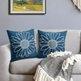 thumbnail image 3 of Blue Daisy Flower Pillow Covers 18x18 Inch Set of 2 Spring Summer Floral Bloom Decorative Throw Pillows Seasonal Cotton Linen Pillow Cases Farmhouse Home Decor for Cushion Couch Sofa Outdoor, 3 of 6
