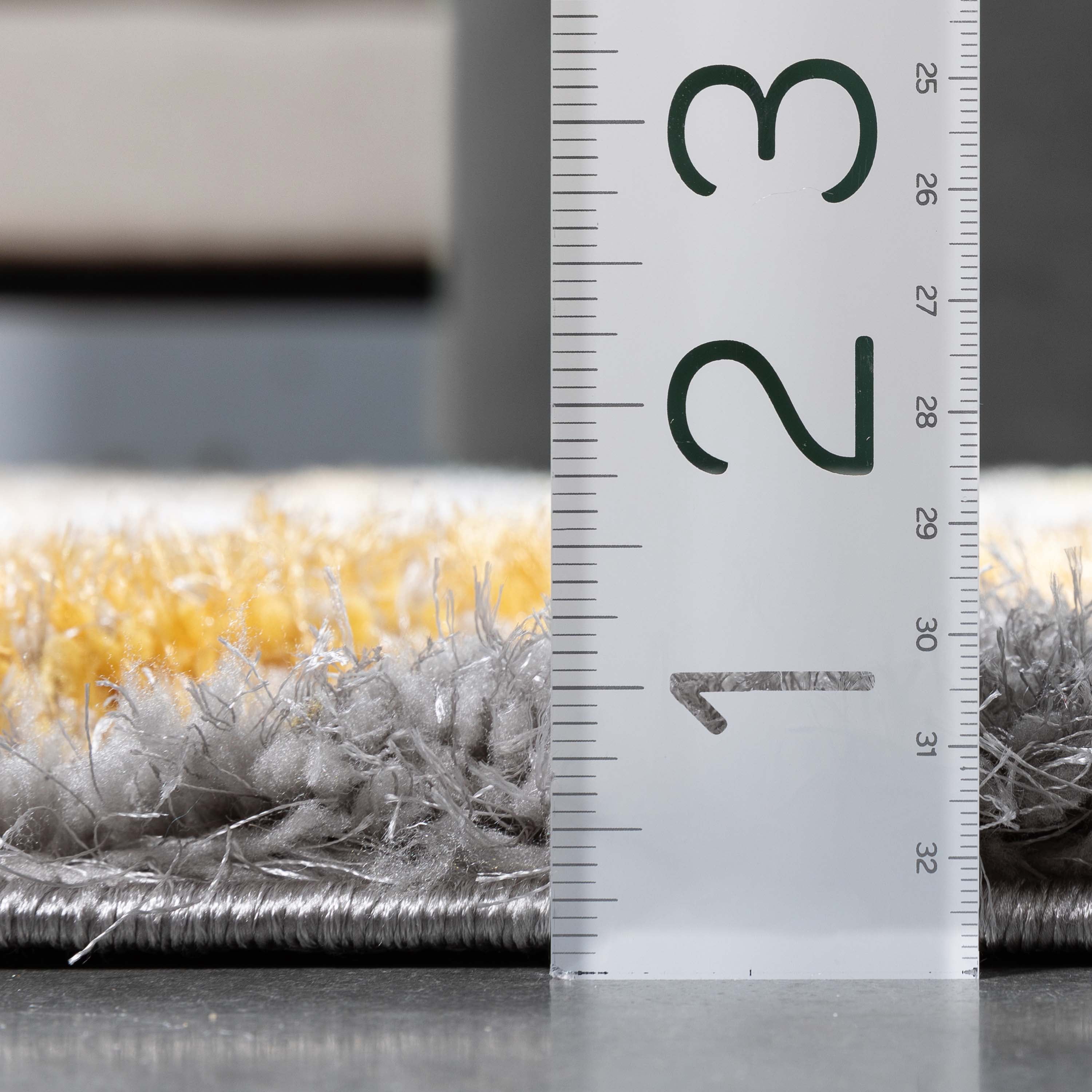 Well Woven San Francisco Malibu Yellow Modern Trellis Ogee 5'3" x 7'3" Shag 3D Textured Area Rug