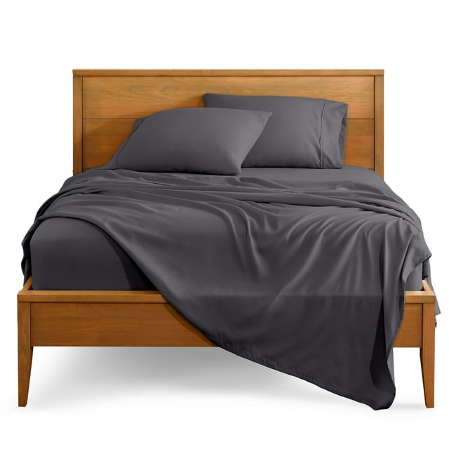 Bare Home Premium 1800 Collection Ensemble de Draps 3 Pcs, Très Grand Simple, Gris Fer Forgé
