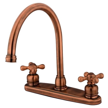 Kingston Brass  Gooseneck Kitchen Faucet without Sprayer, Antique Copper