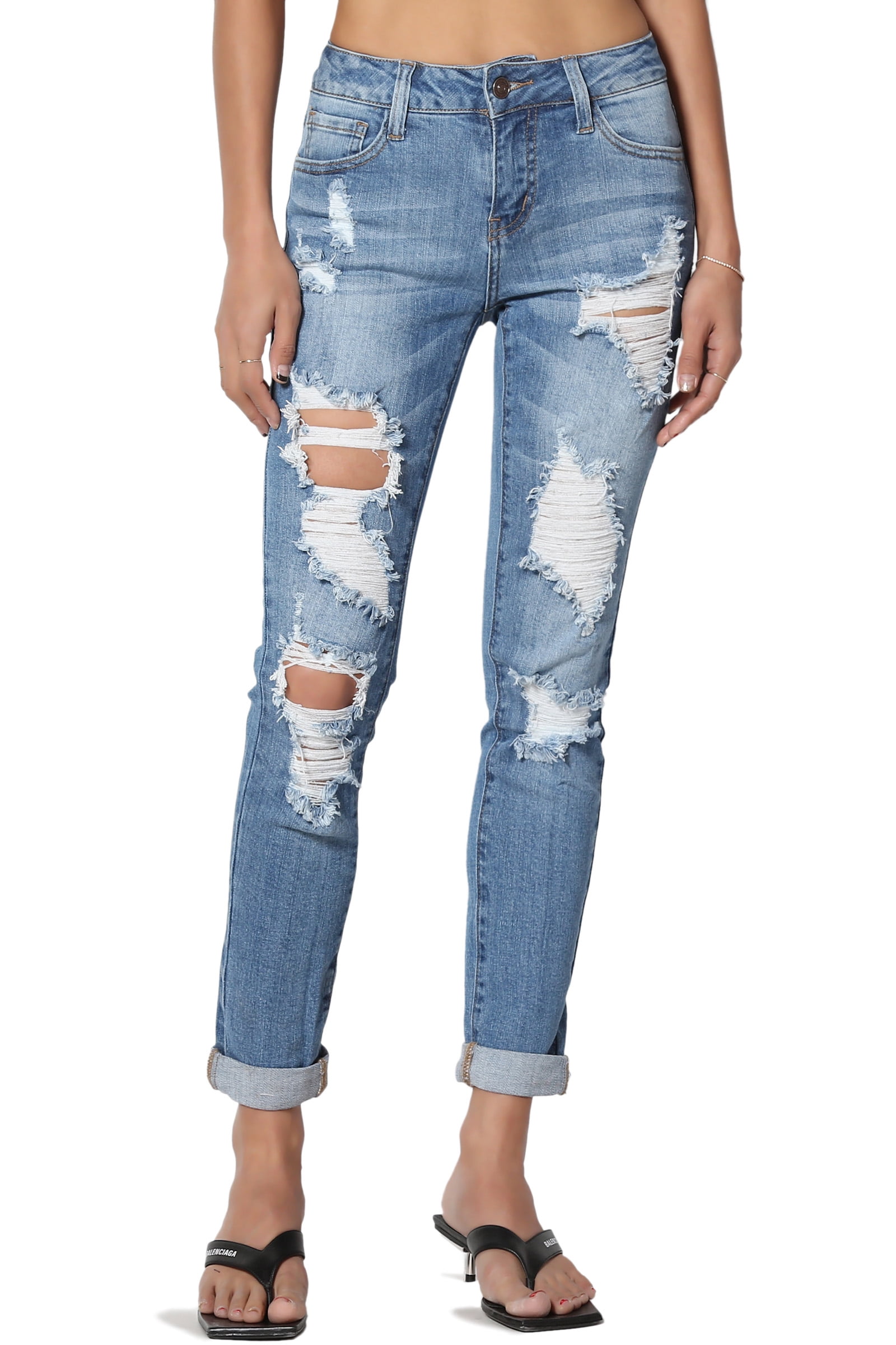 relaxed skinny mid rise jeans