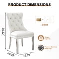 thumbnail image 6 of Velvet Dining Chairs Set of 6, Upholstered Tufted Dining Chairs with Stainless Steel Legs & Pull Ring for Dining Room, Living Room, 6 of 6