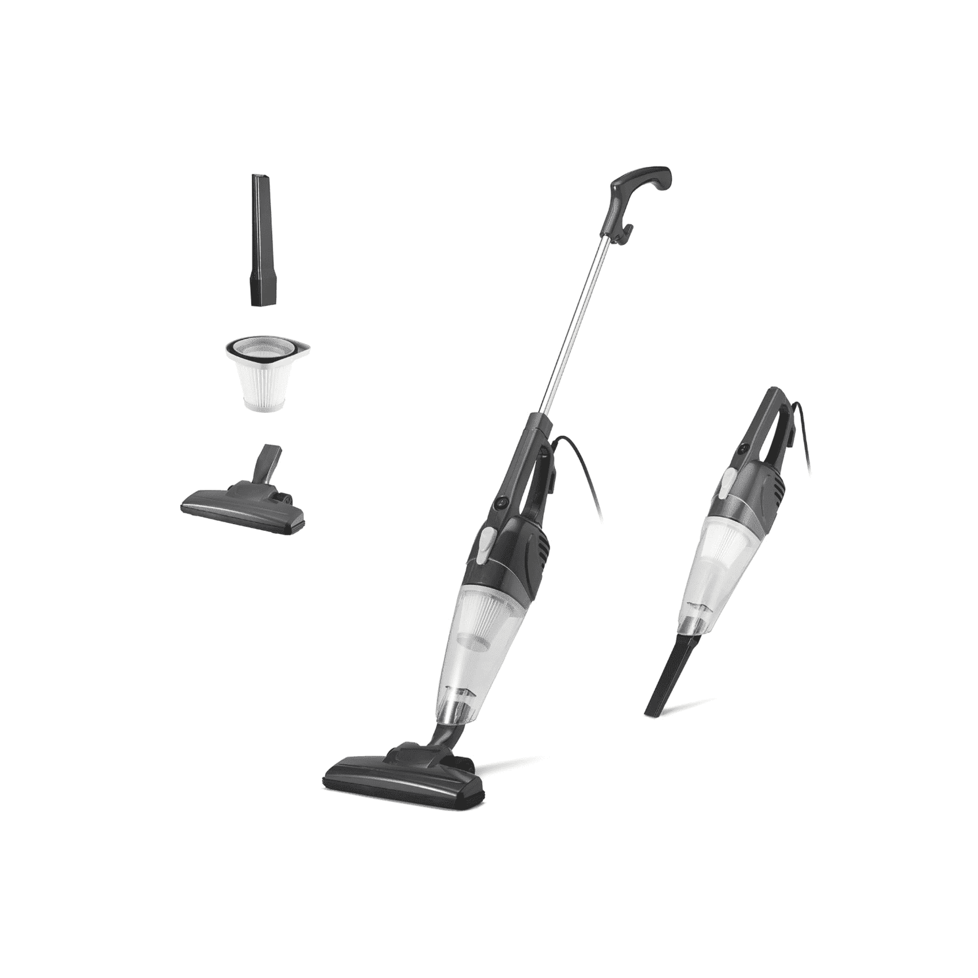 2-in-1 corded upright vacuum cleaner that converts to a handheld model; lightweight and portable (3.9 lbs); features a washable filter, crevice tool, and 0.5-liter dust cup