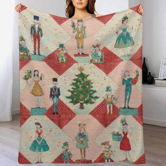 RKSupls Christmas Throw Blanket,Soft Flannel Nutcracker Buffalo Plaid Blanket, Fuzzy Warm Cozy Winter Blanket for Couch Bed Home Decor,40x50 in