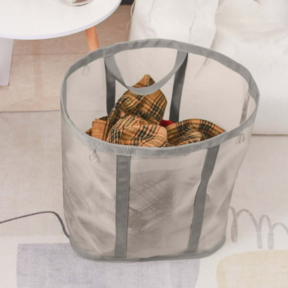AZXY Collapsible Laundry Basket,Mesh Laundry Basket,Foldable Dirty Clothes Storage Baskets,Large Storage Laundry Bags with Handles,Gray