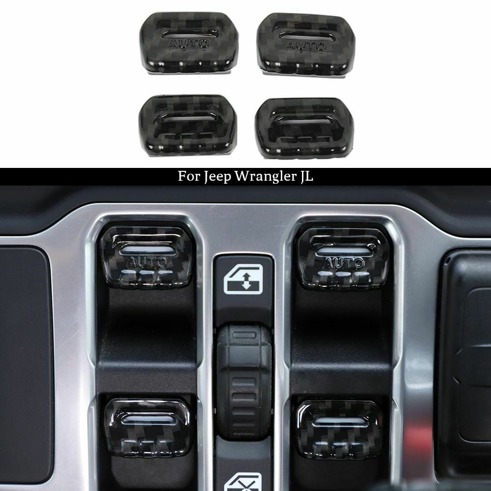 Window Control Switch Button Trim For Jeep Wrangler JL JT 2018 ABS Carbon Fiber 