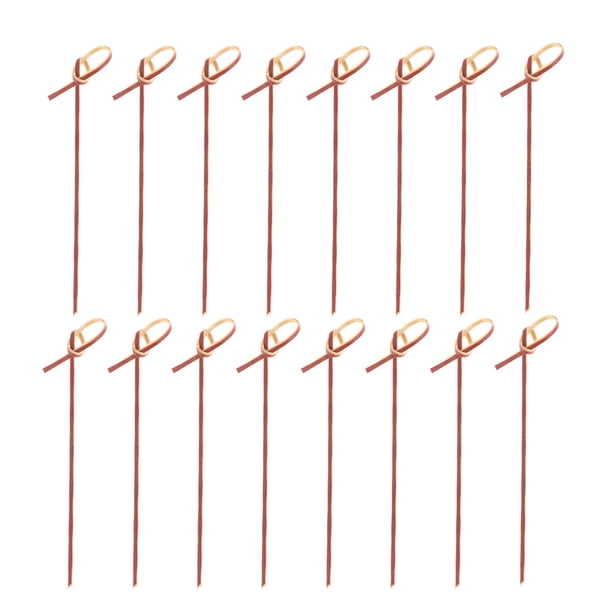 EeaseMX 200 palillos desechables de 12 cm para cócteles, gruesos, con nudo de bambú, para aperitivos, bebidas y comida, suministros para fiestas (rojos)