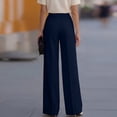 thumbnail image 4 of Women's High Waisted Wide Leg Dress Work Pants | Business Casual Office Trousers, Elastic Waist Pleated Dressy Flowy Palazzo Slacks, Fall Summer Teacher Interview Outfits, L, 4 of 4