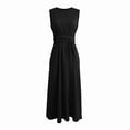 thumbnail image 4 of Puliio Summer Dresses for Women Sleeveless Crew Neck Self Tie Waist Solid Flowy Midi Casual Dress, 4 of 4
