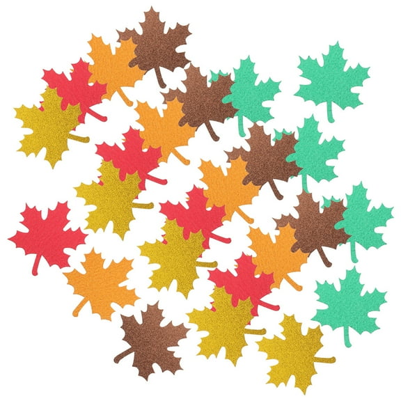 WASHWEPE 30Pcs Fall Leaves Table Decor Maple Leaf Shape Mixed Color Paper For Thanksgiving Day Celebrations
