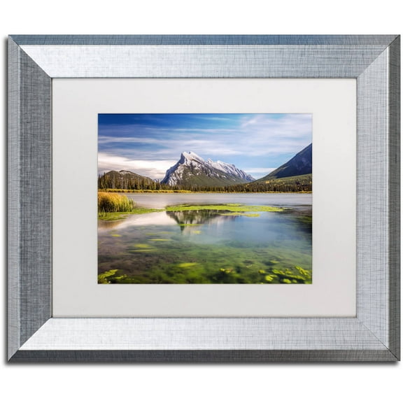 Trademark Fine Art 'Mount Rundle Banff' Canvas Art by Pierre Leclerc, White Matte, Silver Frame
