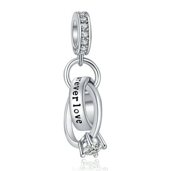 925 Sterling Silver Charm for Bracelets Ring Diamond Pendant Forever Love Charm Women Bracelet Charm