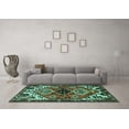 thumbnail image 3 of Ahgly Company Machine Washable Indoor Rectangle Persian Turquoise Blue Traditional Area Rugs, 5' x 8', 3 of 4