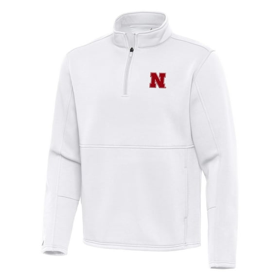 Men's Antigua White Nebraska Huskers Twist Quarter-Zip Pullover Jacket
