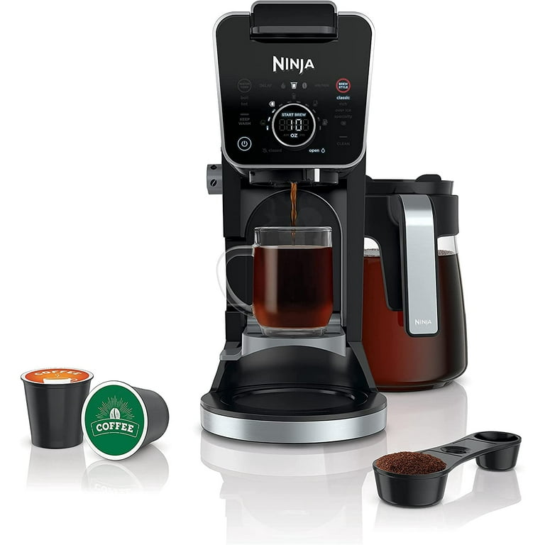  Ninja CFP301 DualBrew Pro Specialty 12-Cup Drip Maker with  Glass Carafe, Single-Serve for Coffee Pods or Grounds, with 4 Brew Styles,  Frother & Separate Hot Water System, Black (Renewed): Home 