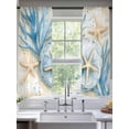 thumbnail image 2 of Vintage Ocean Sheer Curtains 72 Inch Long 2 Panels, Blue Watercolor Coral Starfish Coastal Light Filtering Rod Pocket Curtains, Sheer Voile Drapes for Living Room Bedroom, 52"x72", 2 of 8