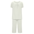 thumbnail image 4 of fatyb Pj Sleepwear for Women Short Sleeve Button down Pajama Tops and Capri Pants Summer Loungewear, 4 of 5