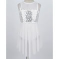 thumbnail image 5 of LiiYii Kids Girls Sequined Lyrical Ballet Dance Dress Sleeveless Cutout Back Irregular Tulle Skirt White 12, 5 of 7