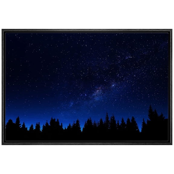 wall26 Canvas Print Wall Art Starry Blue Night Over Dark Forest Silhouette Nature Wilderness Digital Art Modern Art Landscape Relax/Calm Multicolor for Living Room, Bedroom, Office - 16"x24"