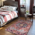 thumbnail image 2 of Bohemian Floral Medallion Area Rug - 3x5 Hot Pink Rug for Girls Room Front Entry Mat, Non-Slip Machine Washable Soft Throw Carpet for Bathroom Apartment Entrance Laundry, Fuchsia/Multi, 2 of 8
