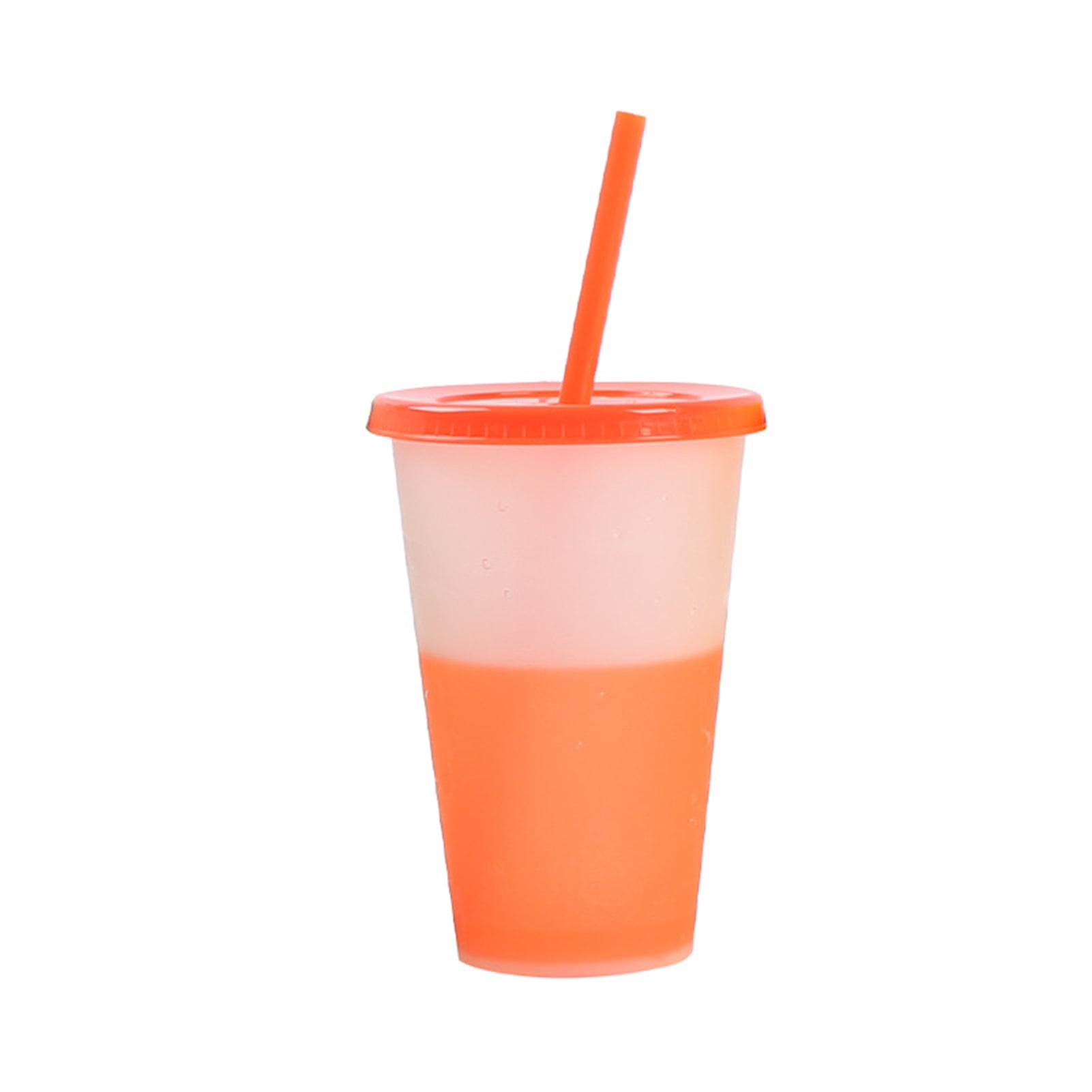 480ML Plastic Cups with Lids & Straws Reusable Color Changing Cups