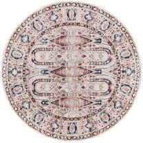 SAFAVIEH Luna Damion Oriental Area Rug, Beige/Blue Rust, 6'7" x 6'7" Round