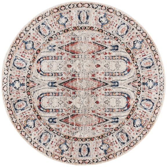 SAFAVIEH Luna Damion Oriental Area Rug, Beige/Blue Rust, 6'7" x 6'7" Round