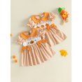 thumbnail image 3 of RUINIXCW Kids Toddler Baby Girls Halloween Dress Outfit Infant Baby Girls Summer Fall Plaid Dress Clothes Cute Pumpkin Ghost Embroidery Doll Collar Short Sleeve Dress, 3 of 9