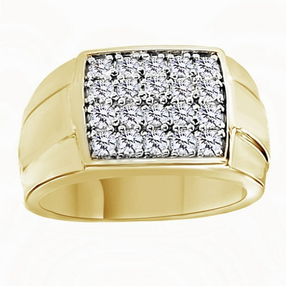 AFFY White Cubic Zirconia Wedding Band Ring For Men's In 14k Yellow Gold Over Sterling Silver (2 Cttw)