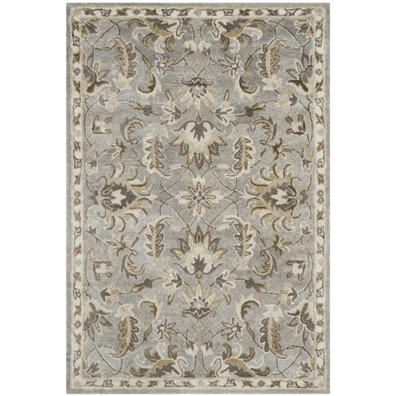 SAFAVIEH Bella Amala Floral Traditional Wool Area Rug, Grey/Multi, 4' x 6'
