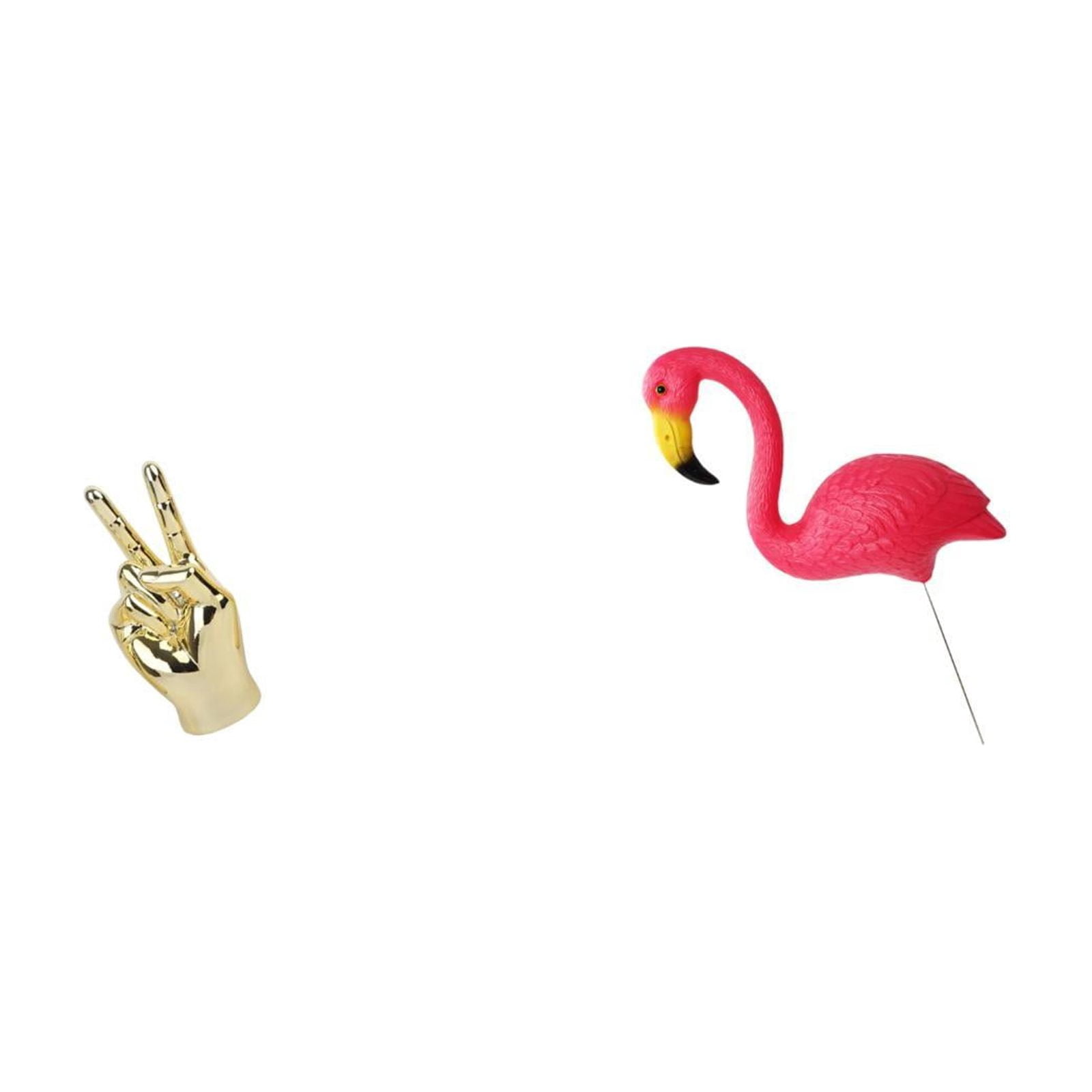 2 Pieces Hand Finger Gesture Statues Sculpture Flamingo Stake Resin Material for Home Lawn Yard Art Ornament